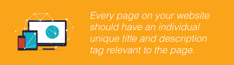 every page on your website should have a unique title and description tag